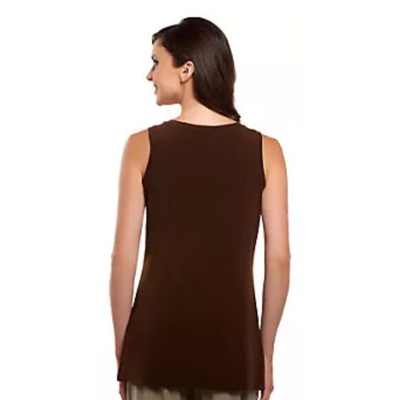 Susan Graver Womans 3X Wheat 3 Piece Liquid Knit Cardigan Set w/ Tank & Printed - Picture 6 of 9